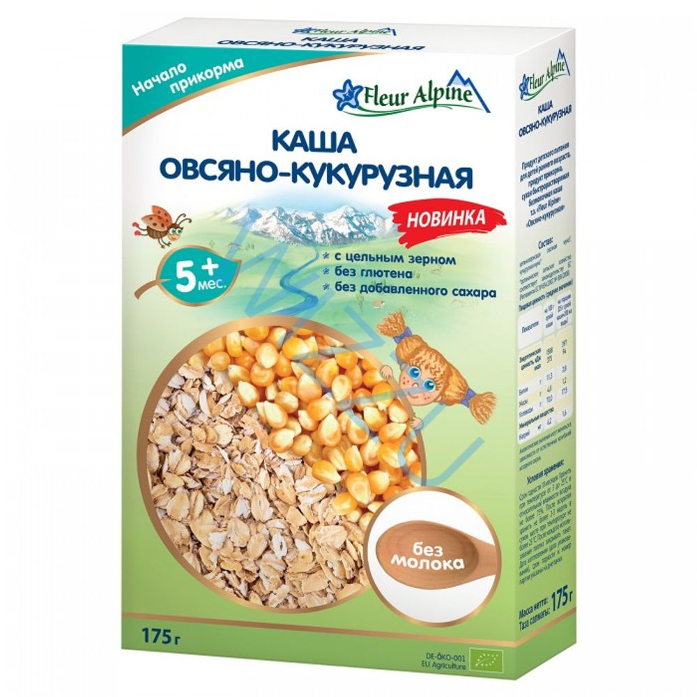 Каша безмолочная сухая Овсянно-кукурузная безглютеновая Fleur Alpine, 175 г