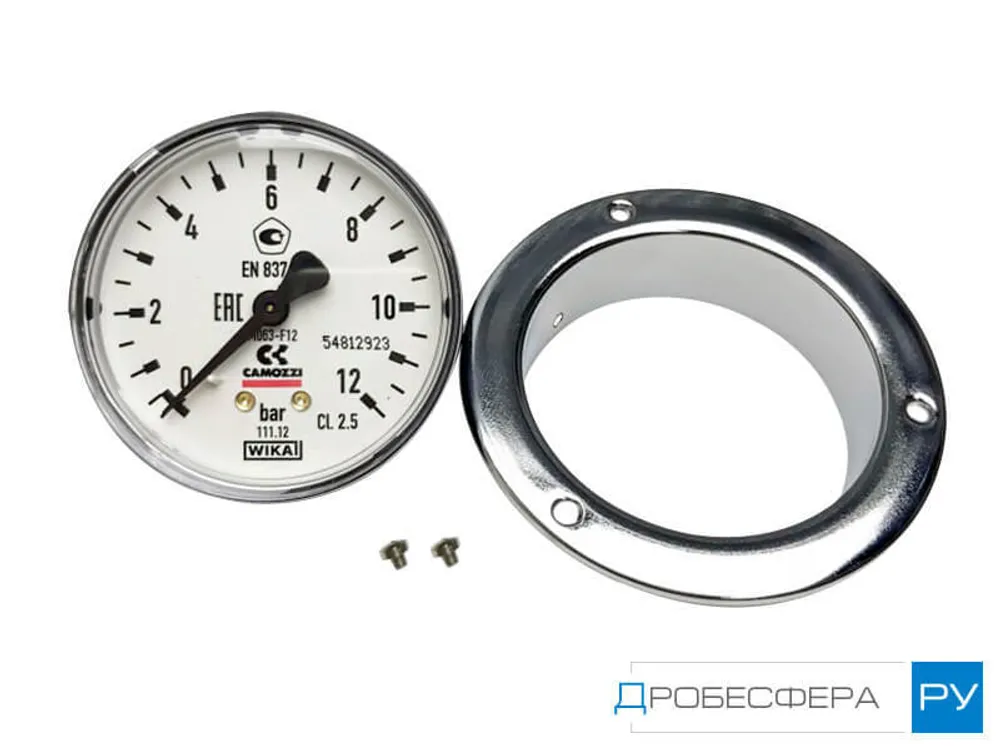 Манометр для компрессора 16 бар (1,6 МПа) осевой с фланцем R 1/8" диаметр 61 мм арт. M043-F16