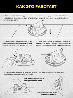 Присоска с ручной помпой 110кг TECHNICOM TC-F110