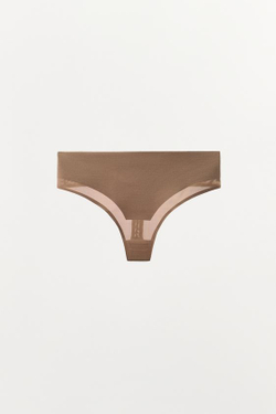 ZARA ТАНГА С ШИРОКИМ ПОЯСОМ ИЗ СМЕСОВОГО ПОЛИАМИДА, БЕЖЕВЫЙ