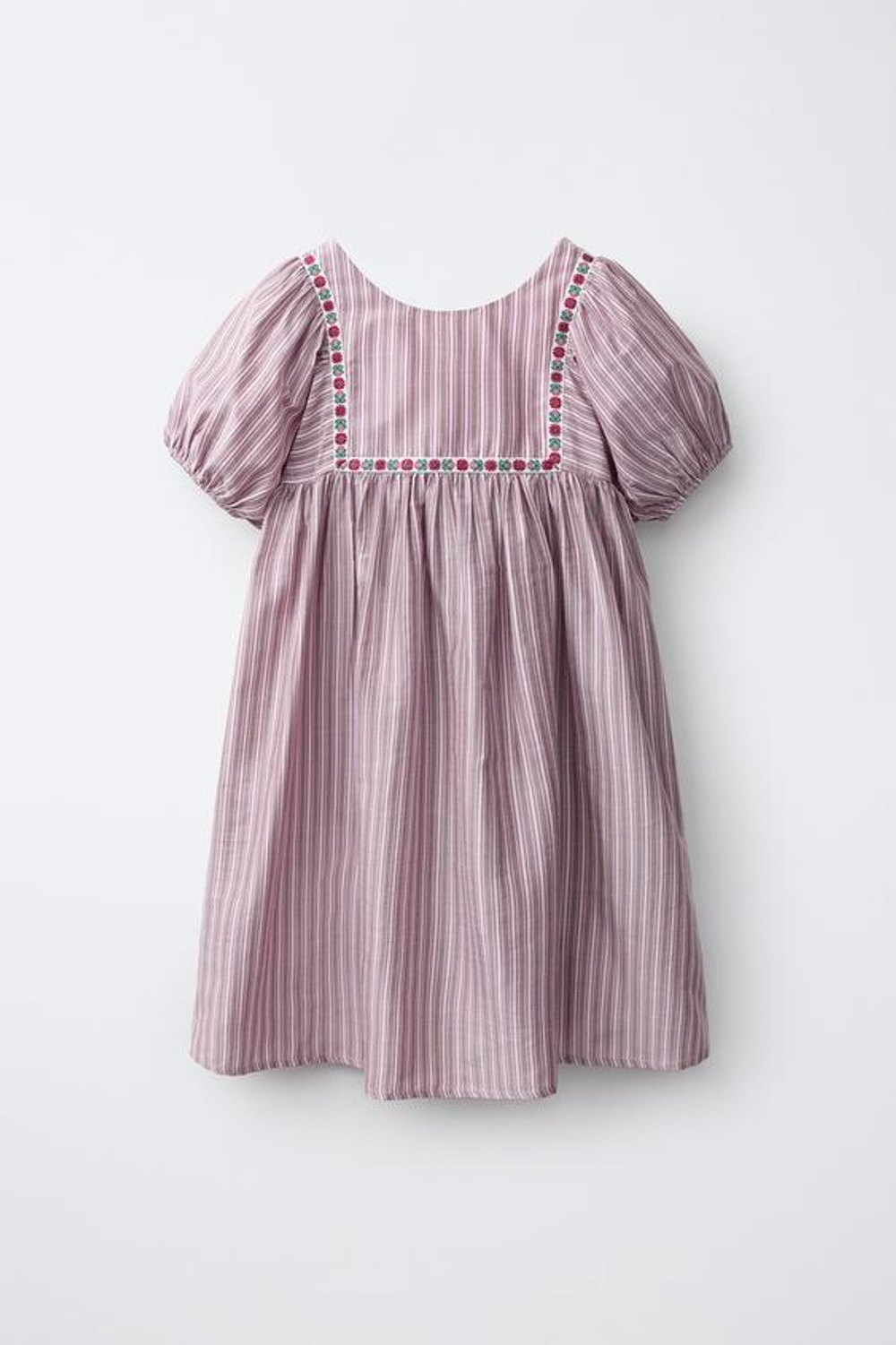 ZARA ПЛАТЬЕ В ПОЛОСКУ С ОТДЕЛКОЙ, РОЗОВАТЫЙ