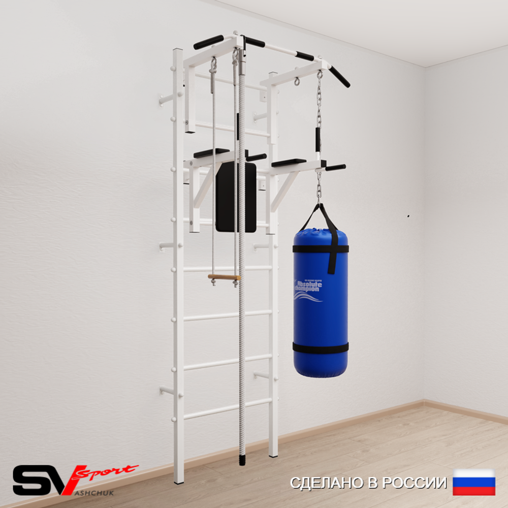 Шведская стенка Sv Sport 5762 (Турник стандарт/Брусья/Канат/Трапеция/Цепь/Мешок 22кг)