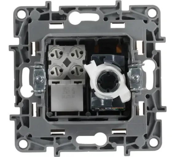 Розетка RJ45+RJ11 Legrand Etika слоновая кость 25695