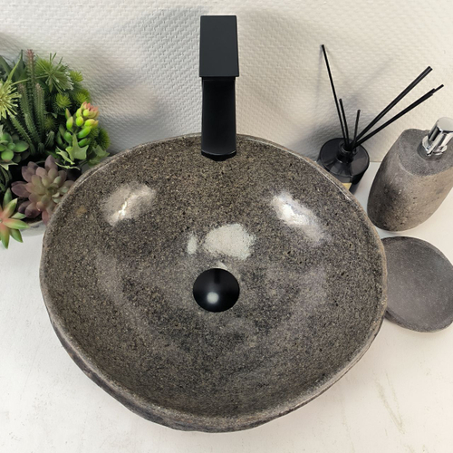 Раковина из речного камня RS-65268 42x38x15 из натурального камня