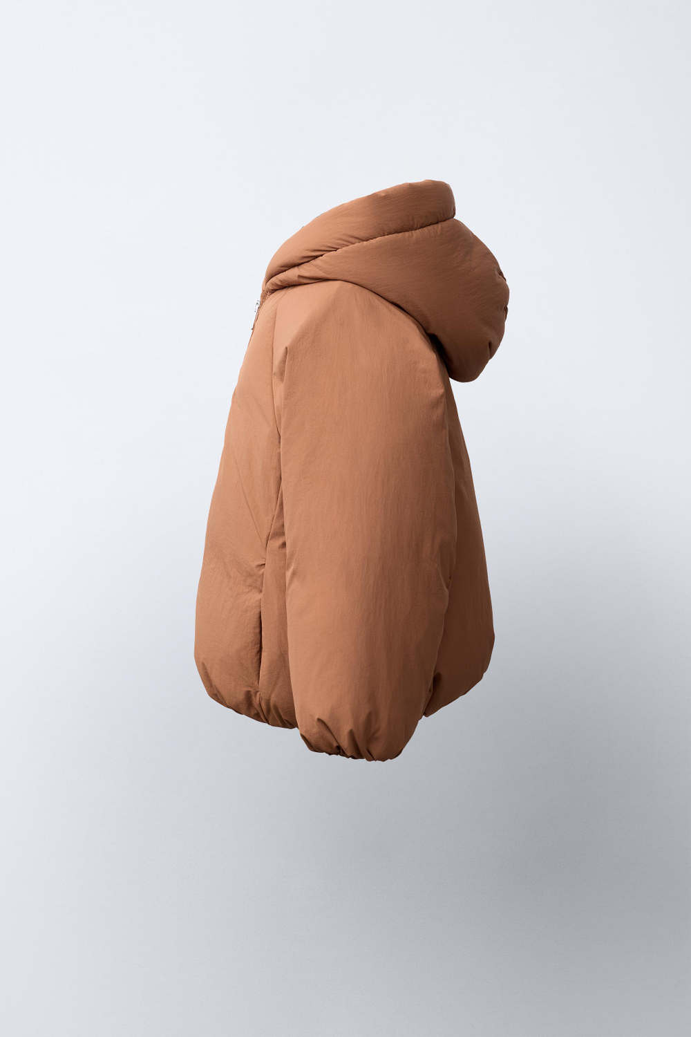 ZARA ПУХОВИК С НАПОЛНИТЕЛЕМ ИЗ ПЕРА И ПУХА WATER REPELLENT, КАРАМЕЛЬНЫЙ