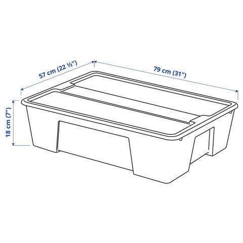 Контейнер с крышкой IKEA SAMLA (САМЛА), Прозрачный, 79x57x18 см, 55 л