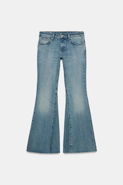 ZARA ДЖИНСЫ TRF FLARE EXTRA CONFORT С НИЗКОЙ ПОСАДКОЙ, МОРСКОЙ СИНИЙ
