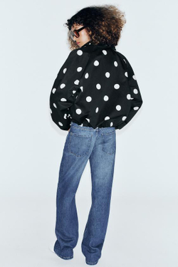 ZARA БОМБЕР В ГОРОШЕК, ЧЕРНЫЙ