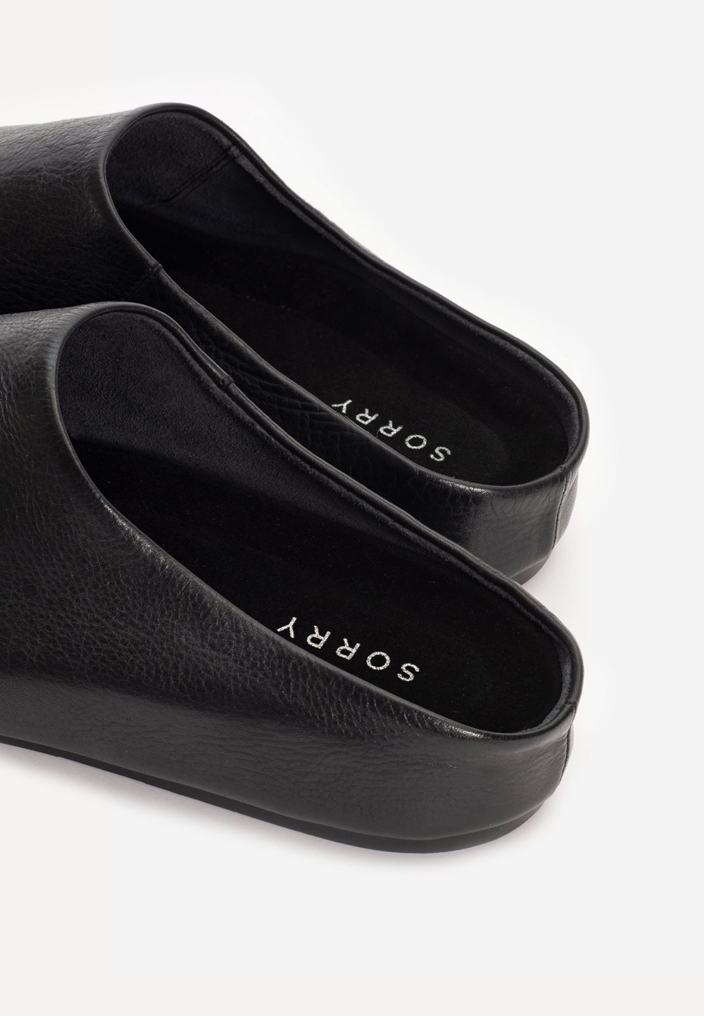 mule black leather