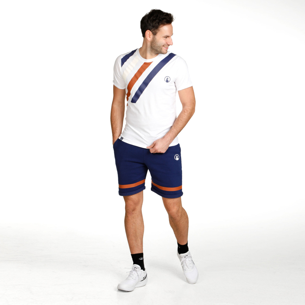 Мужское теннисное поло Quiet Please Retro Stripe T-Shirt Men - White, Multicoloured