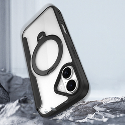 Прозрачный чехол книжка с поддержкой MagSafe от Dux Ducis для iPhone 17, серия Skin X Pro Series Case (версия с магнитной откидной подставкой)
