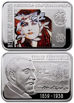 100 драм 2010 год. Армения. Теодор Аксентович Художник. Серебро