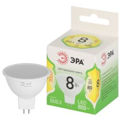 Лампа светодиодная ЭРА GREEN LINE LED MR16-8W-830-GU5.3 GL 8Вт софит теплый свет GU5.3 | Лампы cветодиодные Точечные (Софиты) (MR, PAR)