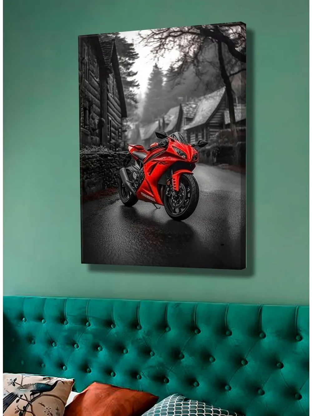 Картина "BMW Красный Череп", интерьерная 50х70см 1шт.