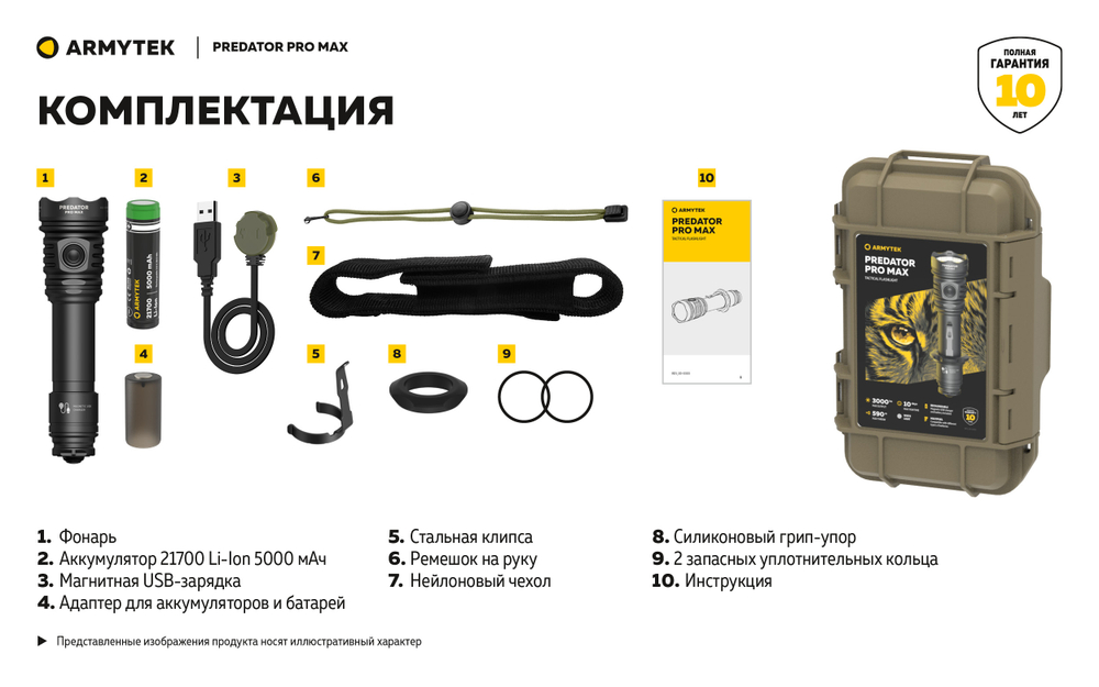 Фонарь Armytek Predator Pro Max Magnet USB Белый