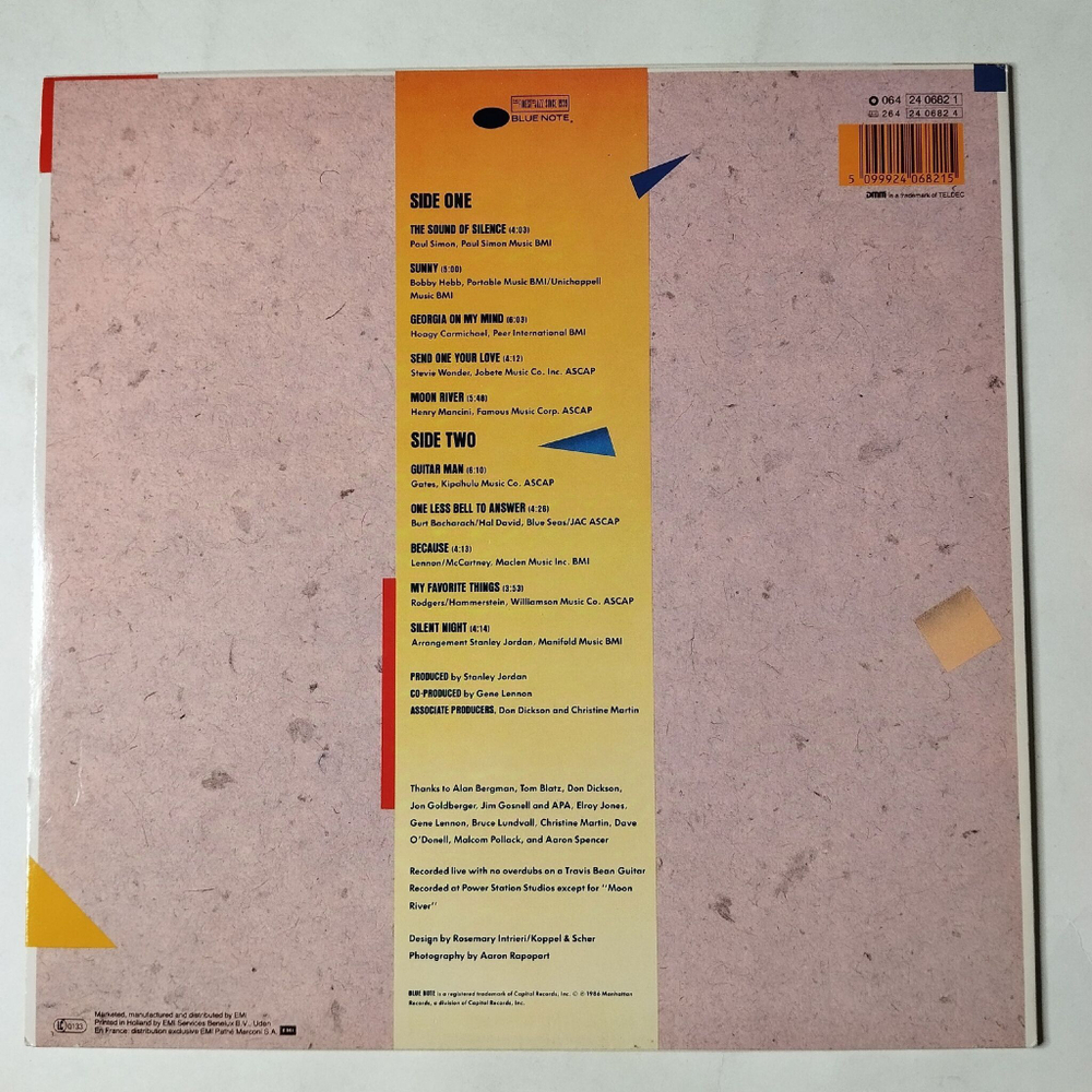 Винтажная виниловая пластинка LP Stanley Jordan Standards Volume 1 (Germany 1986)