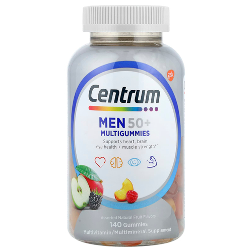 Centrum, Мультивитамины для мужчин старше 50, натуральное фруктовое ассорти, 140 жевательных таблеток