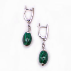 Серьги из малахита (родирование)