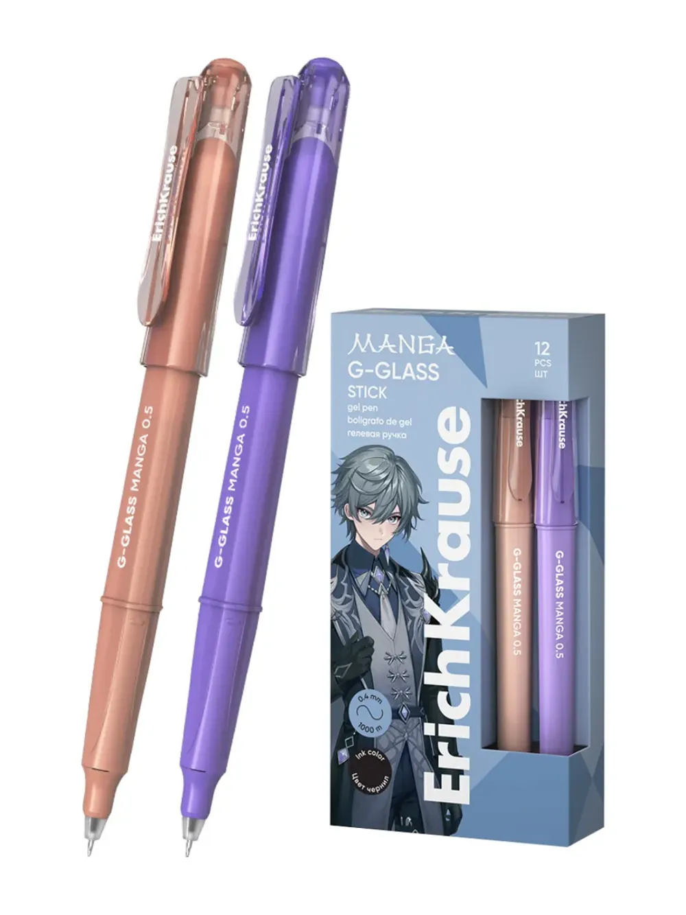 Ручка гелевая ErichKrause G-Glass Stick Manga 0.5, цвет чернил черный (в коробке по 12 шт.) Арт-61306