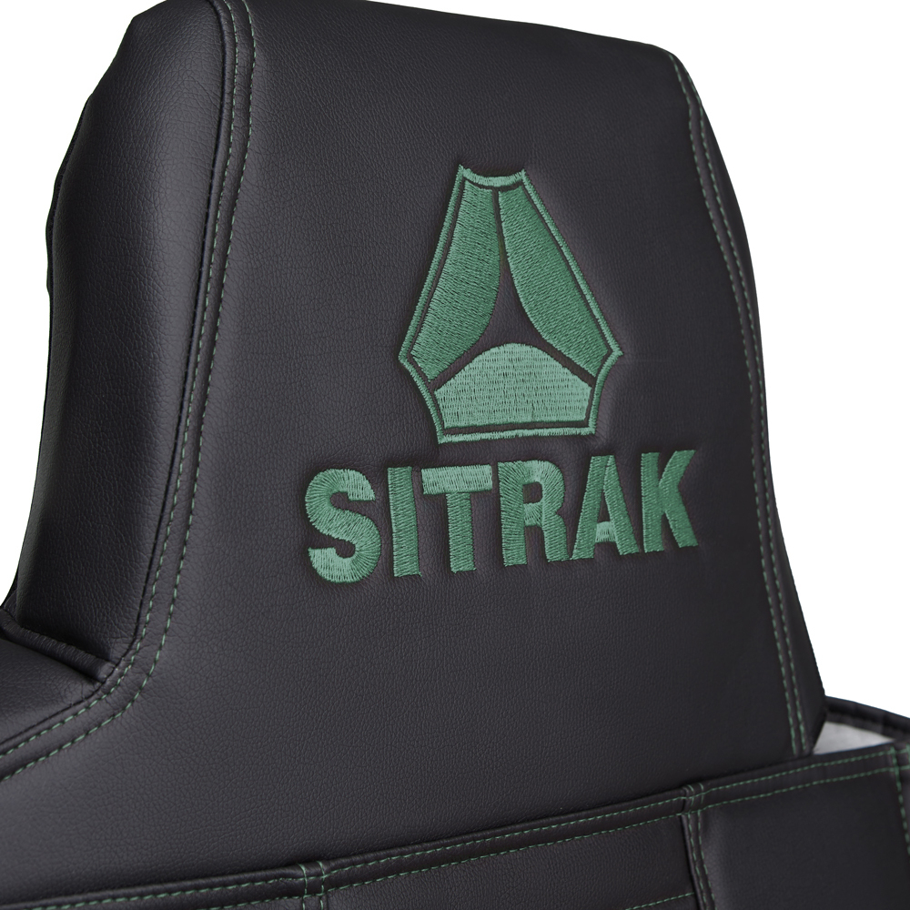 Чехлы SITRAK C7H (экокожа, черный, зеленая вставка)