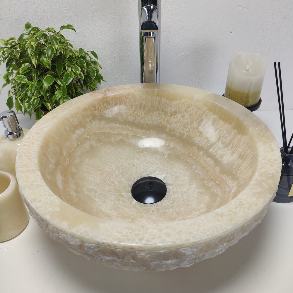 Раковина из оникса Bowl Yellow Marmo BO-60956 40x40x15 из натурального камня