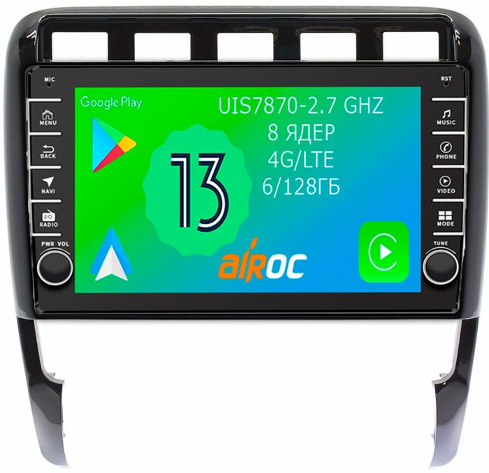 Магнитола для Porsche Cayenne 2002-2010 - Airoc AB-2921 (кнопки и крутилки), Android 13, Быстрая, SIM-слот, CarPlay