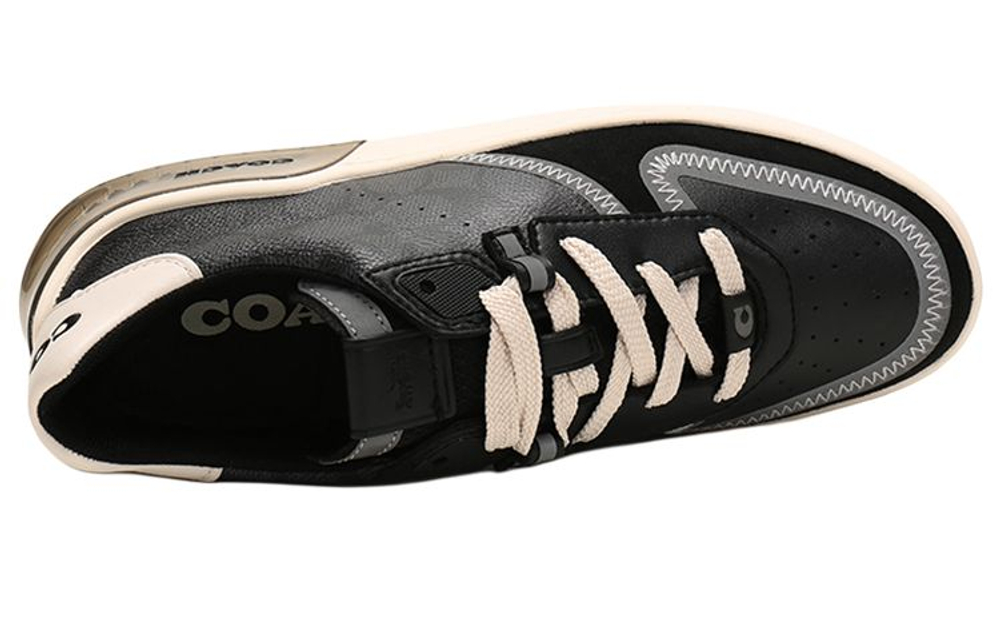 COACH CitySole Leather Support Balance Lightweight Low top Sports Casual Shoes Men"s Gray Black