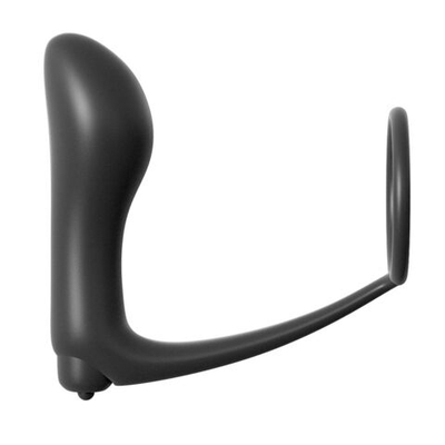 Анальная пробка с вибрацией с эрекционным кольцом Ass-Gasm Cockring Vibrating Plug (Цвет: черный)
