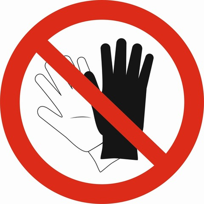 Р46 "Запрещается работать в перчатках (рукавицах)"