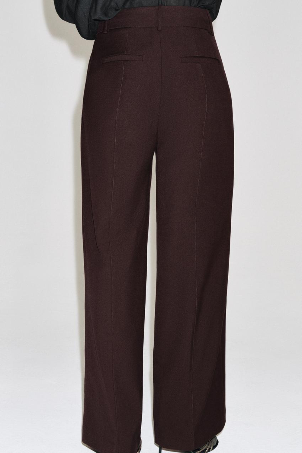ZARA ШИРОКИЕ БРЮКИ — ZW COLLECTION, БУРГУНДИ