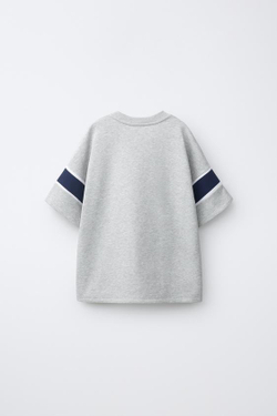 ZARA ФУТБОЛКА С ПРИНТОМ TEAM SIX SEVEN, СЕРЫЙ МЕЛАНЖ
