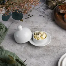 Масленка икорница d 5,5 см 30 мл с крышкой белая фарфор P.L. Proff Cuisine