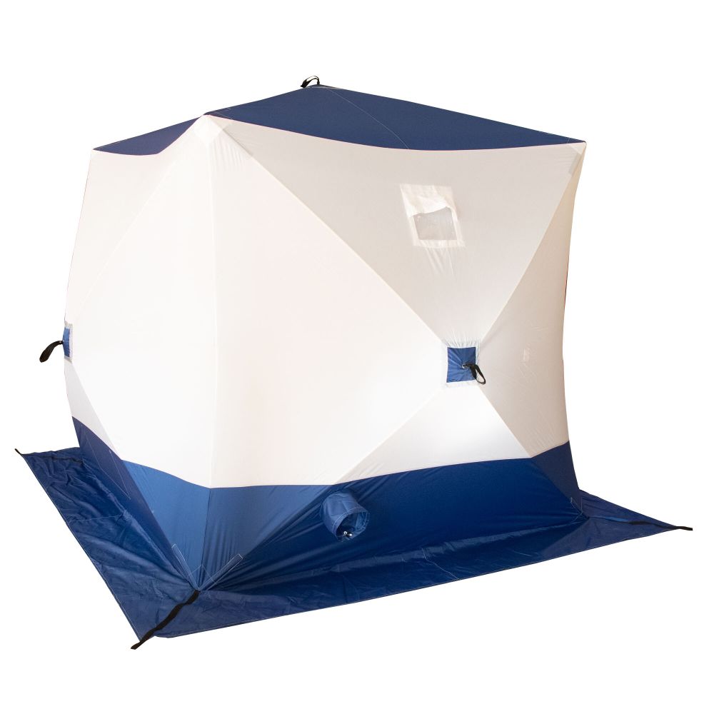 Палатка зимняя куб СЛЕДОПЫТ 2,1 х2,1 м, Oxford 210D PU 1000, S по полу 4,4 кв.м,цв. синий/белый