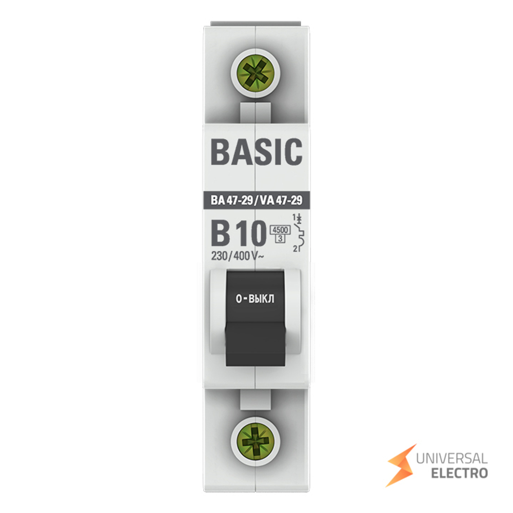 Автоматический выключатель 1P 10А (B) 4,5кА ВА 47-29 Basic