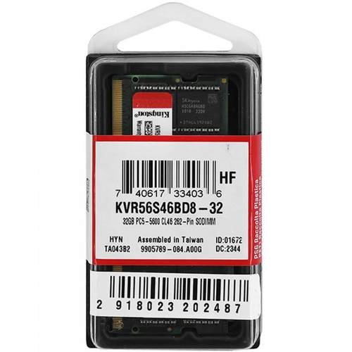 Модуль памяти NBook SO-DDR5 32GB, 5600Mhz, Kingston ValueRam (KVR56S46BD8-32)