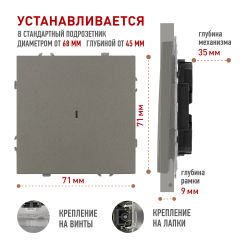 Выключатель ЭРА Galaxy 15-1102-07 с подсветкой 10АХ-250В IP20 титан | Эра Galaxy