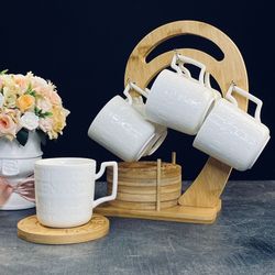 Lenardi 140-115 Кофейный набор 12пр. 200мл на подставке BAMBOO в под.уп.(х8)Фарфор