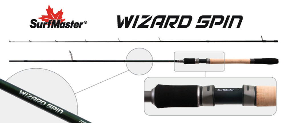 Спиннинг штекерный угольный 2 колена S Master SP1120 Wizard Spin 862MLF HMC (2,8-10,5) 2,59 м