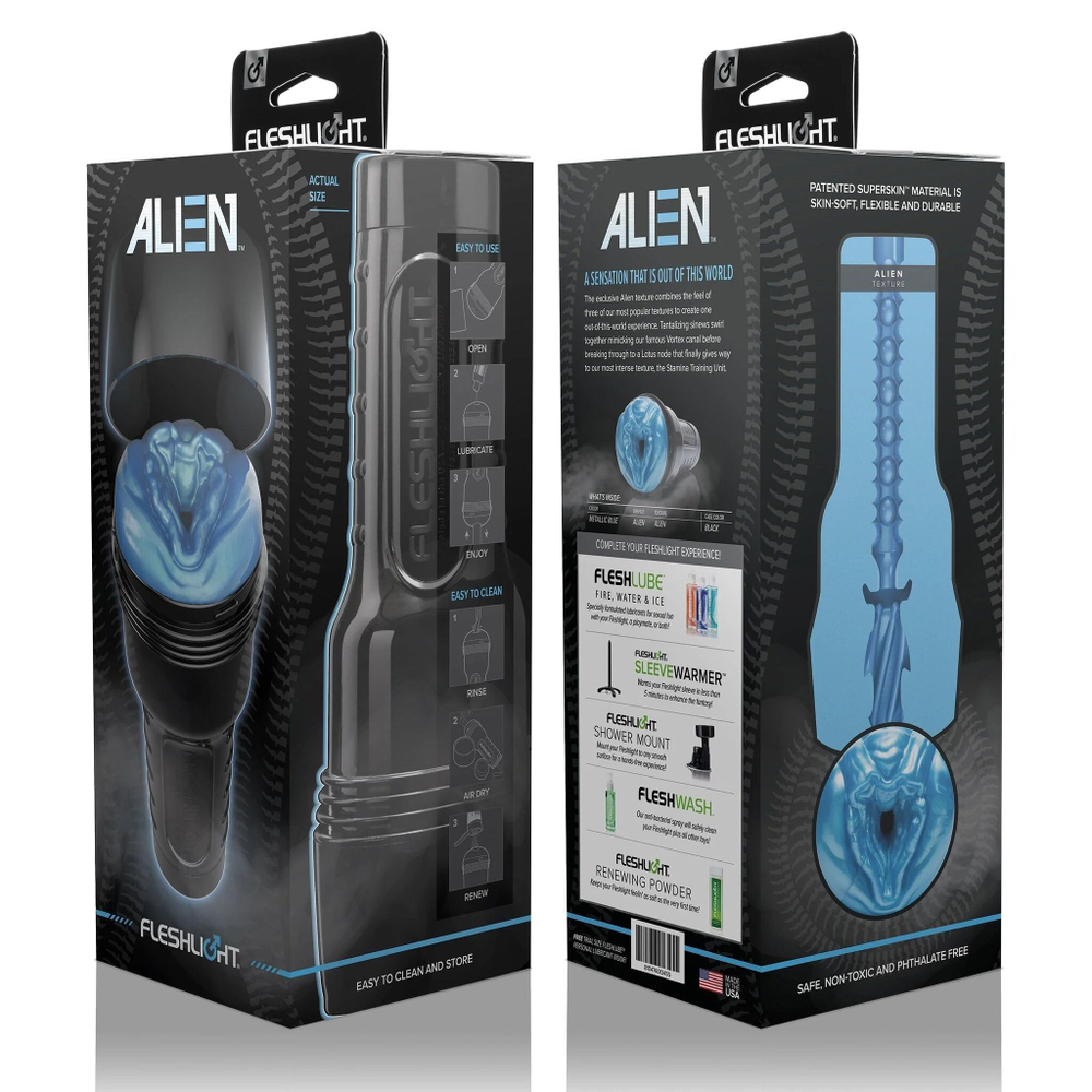 Мастурбатор-вагина Fleshlight Freaks Alien Blue Metallic (Цвет: синий)