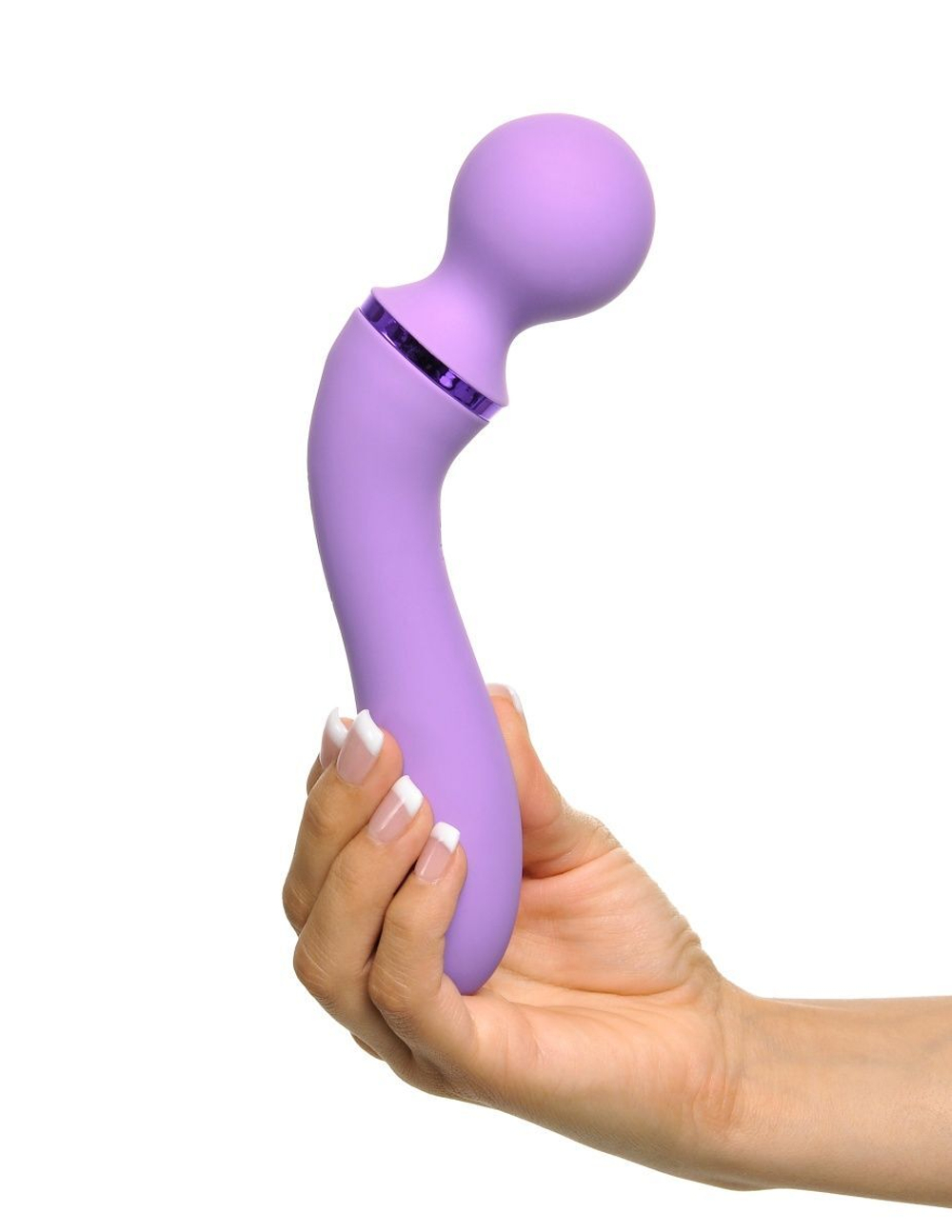 Фиолетовый двусторонний вибростимулятор Duo Wand Massage-Her - 19,6 см. (Цвет: фиолетовый)