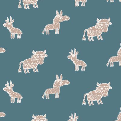 Baby fabric farm animals teal