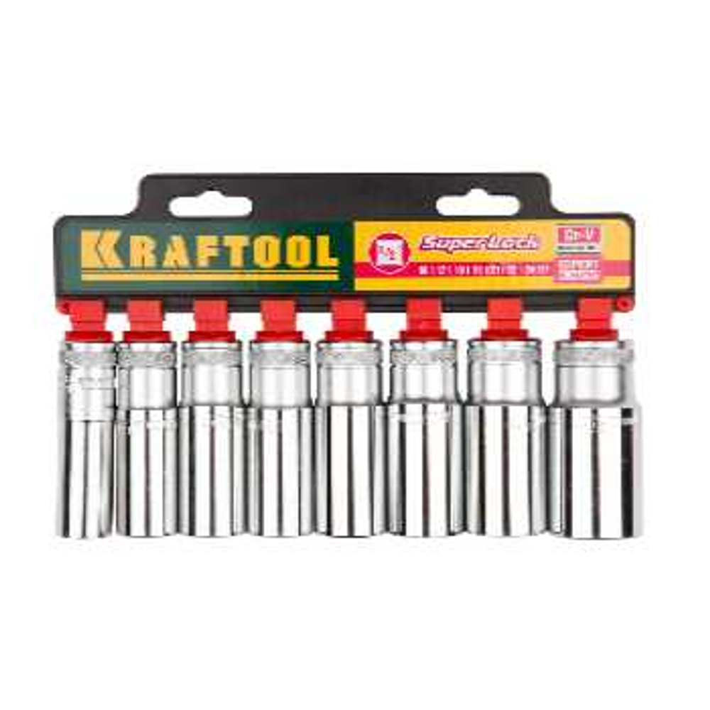 Набор торцовых головок удлинённые 1/2", 16-27 мм 8 предметов KRAFTOOL, 27865-H8_z01