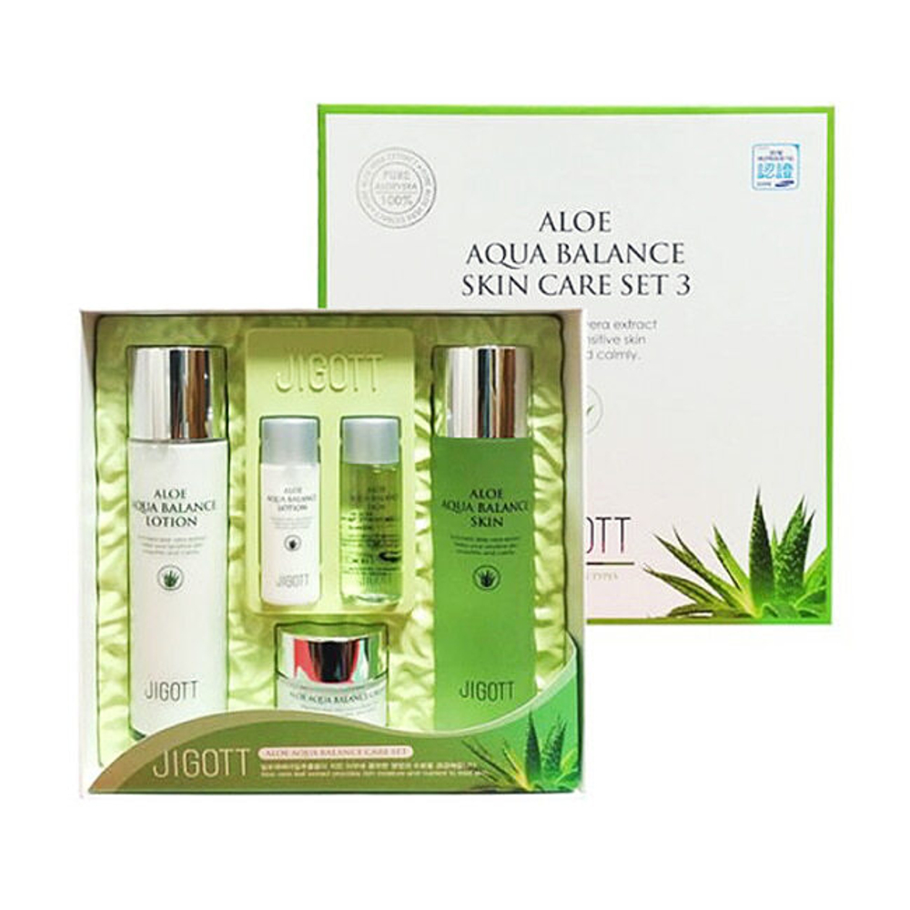 Jigott Набор для лица с экстрактом алоэ Jigott Aloe Aqua Balance Skin Care 3 Set