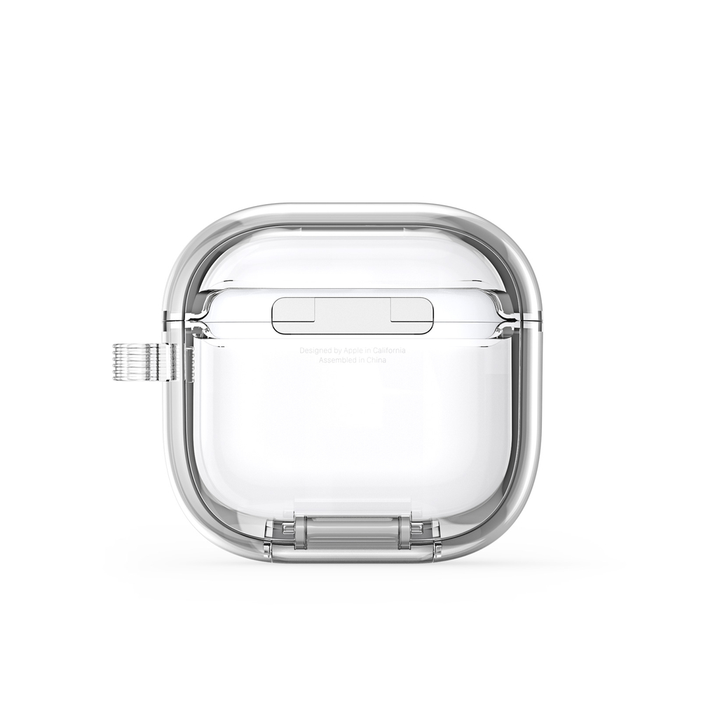 Чехол прозрачный с магнитным замком для наушников AirPods 4, серия PECR Series Case, в комплекте с карабином