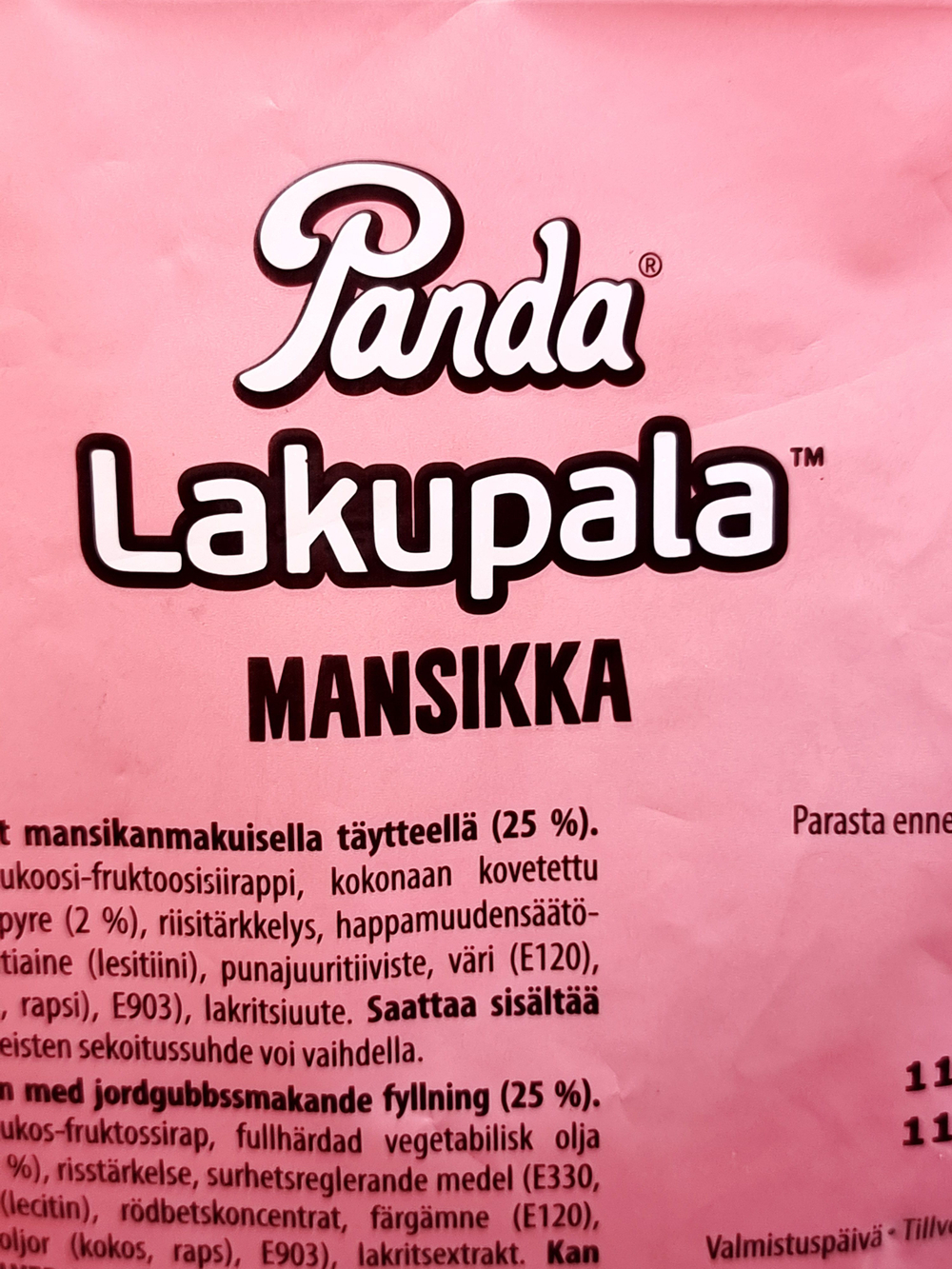 Panda Lakupala Strawberry клубничная лакрица с клубничной начинкой 250 г (из Финляндии)