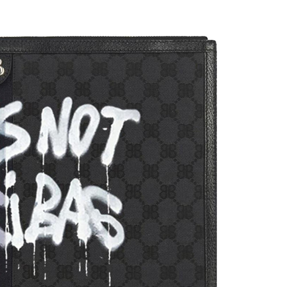GUCCI Balenciaga Collaboration Canvas With Leather Laptop Bag Unisex Black