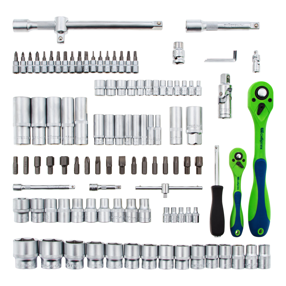 Набор инструментов 108 предметов, CrV, 1/2", 1/4" Сибртех