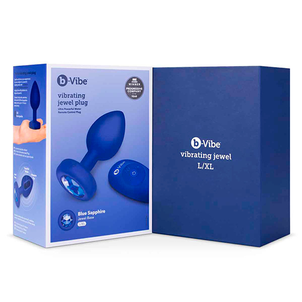 Вибрирующая втулка цвета синий сапфир b-Vibe Vibrating Jewel Plug L/XL BV-043-NAV