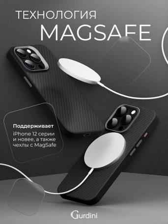 Чехол защитный для iPhone 15 Pro 6.1" Gurdini Kevlar Case Черный