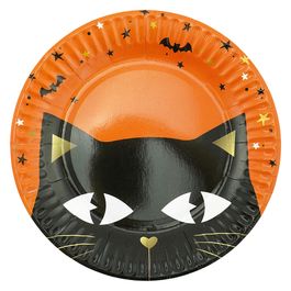 Тарелки бумажные "Хэллоуин" Котик, 18 см, 6 шт.